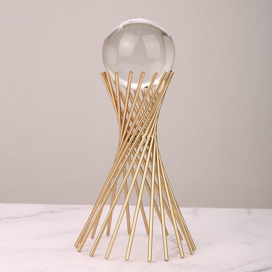 Gold Accents Home Decor Crystal Ball Metal Stand