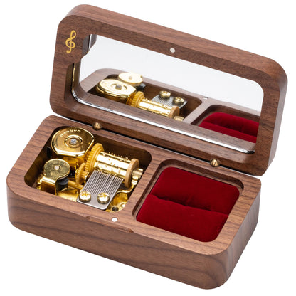 Walnut wood music box playing Harry Potter Hedwig's Theme - magical wizard gift