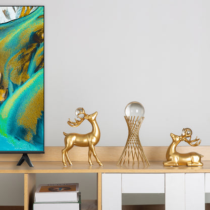 Gold Accents Home Decor Crystal Ball Metal Stand