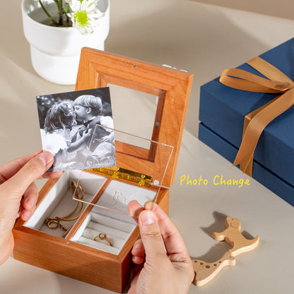 Custom Photo Frame Music Box with Christmas Figurine Miniature Decor