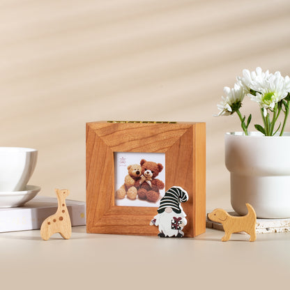 Custom Photo Frame Music Box with Christmas Figurine Miniature Decor