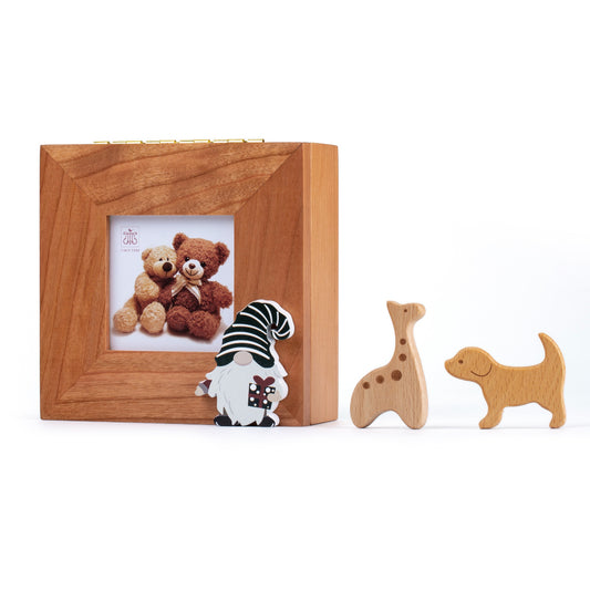 Custom Photo Frame Music Box with Christmas Figurine Miniature Decor